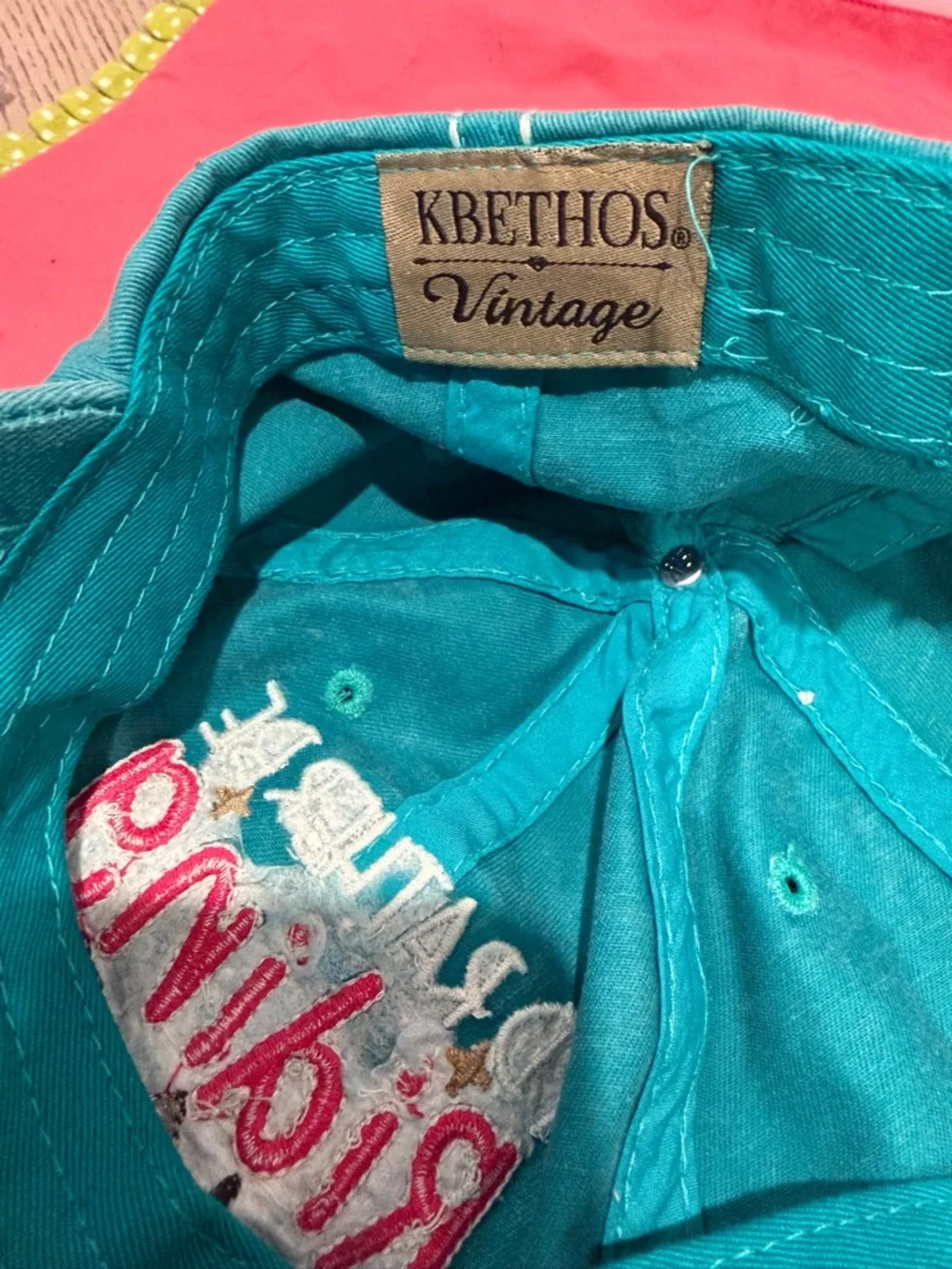 Cowgirl Cap Kbethos  Embroidered “I’d Rather Be Riding” Distressed Teal